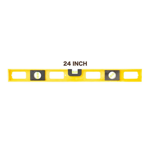 24 Inch Magnetic Top View Level Made In Usa Featuring Three Precision Vials For Dead On Accuracy Heavy Duty Frame with clear markings.