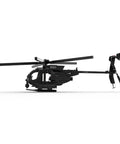 Side view of Dope Little Bird MH6 Helicopter Model Kit for Adults and Hobbyists, 595 Piece Military Helicopter Building Blocks Set, Creative Ornament