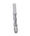 Top Gritty Up Down Spiral Flush Trim Router Bit With 1/4 Inch Shank Made From Hard Tungsten Steel For Clean Cuts And Less Heat On CNC Milling Projects Perfect For Pros, viewed from the side.