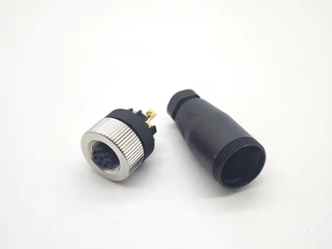 M12 A Code Waterproof Circular Cable Connector With Field Installable Screw Termination Unshielded Straight 8 Pin Female Aviation Plug