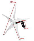 Portable Solar And Wind Hybrid Generator 3500W Low Noise AC Output with 5 Blade Wind Turbine and MPPT Controller dimensions shown