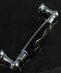 Top Tier Cabinet Pulls 96Mm Mounting Centers Polished Chrome And Silver Handle Sets on black surface.