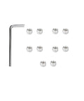 Top Shelf Marine Grade 316 Stainless Steel Bimini Top Hardware Kit With Ten Tight Grip M3 Set Screws Plus L Shaped Hex Key includes screws and wrench.