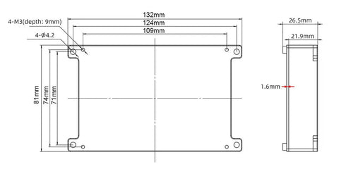 Technical drawing of Dual 84V 200A ESC With Aluminum Case For Electric Skateboard Scooter Ebike Motorcycle And Robotics Non VESC Power Controller FT85BD showing dimensions