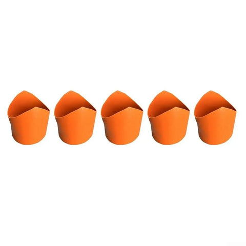Heavy Duty Pipe Saddle Cutting Guide Kit With Tough Vinyl Tracing Jig That Kills The Guesswork On Plumbing And Hvac Layout Marking For Round Tubes Pro Workers And Handyman Metal Builds showing five orange vinyl tracing jigs.