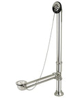 Heavy Hitting Brass Clawfoot Tub Waste And Overflow Drain Kit Featuring Vintage Pull Chain Stopper Assembly With Durable Polished Nickel Finish.