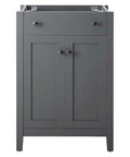 Front view of Nantucket 24 Inch Walnut Bathroom Vanity Cabinet For Modern Bath With Sleek Lines And Solid Build Ample Storage Durable Wood Grain Look Sink Basin Not Included, showing doors and hardware.