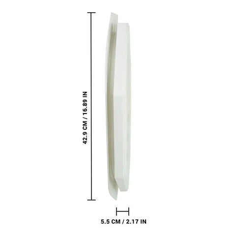 Side view of 16 Inch Octagon Gable Vent With Screen Functional White Vent Cover Two Piece Construction, showing UV protection thickness.