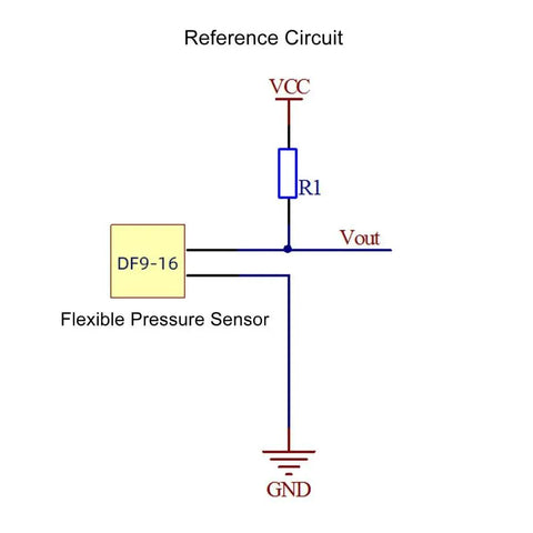 Schematic circuit showing 7.8mm Diameter Piezoresistive Force Sensor for Industrial Use, 0-10 Kg Range With 1ms Response, connection details