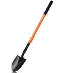 Extra Long 43.7 Inch Spade Shovel With Heavy Duty Steel Handle For Digging Gardening Camping Yard Work And Car Shovel Orange Durable All Purpose Tool For Landscaping And Outdoor Projects, showing full view with orange handle and black blade.