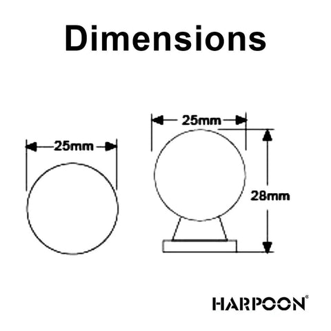 Dimensions diagram of Champagne Gold Brushed Brass Cabinet Knobs 1 Inch Round Hardware, 10 Pack With Mounting Screws, diameter 25mm