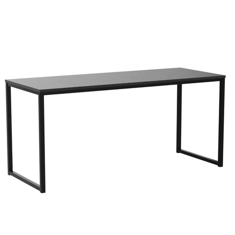 55 Inch Mission Style Home Office Computer Desk In Black With Sturdy Engineered Wood Top And Powder Coated Steel Frame For Rock Solid Stability Easy Assembly And Generous Space For Monitors Keyboard And All Your Office Gear