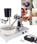 6 Inch Bench Grinder and Polishing Machine Gear Up for Gemstone Lathe Work with DC 24V Motor Spinning 2800 RPM in use.