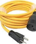 Heavy Duty NEMA 6-15 Extension Cord 6-15P To 6-15R With 6-20R Adapter 250V 20A 5000W 25 Feet Copper Wire Nickel Plated Brass Pins T Blade Female Built Tough