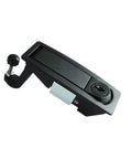 Compression latch lock, flush-mount, black zinc-alloy, adjustable hand-operated lever.