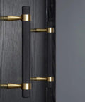 Set Of 2 Solid Brass Cabinet Pulls 6.3 Inches Long With 5 Inch Hole Centers Knurled Textured Handles In Gold And Black Finishes Installed