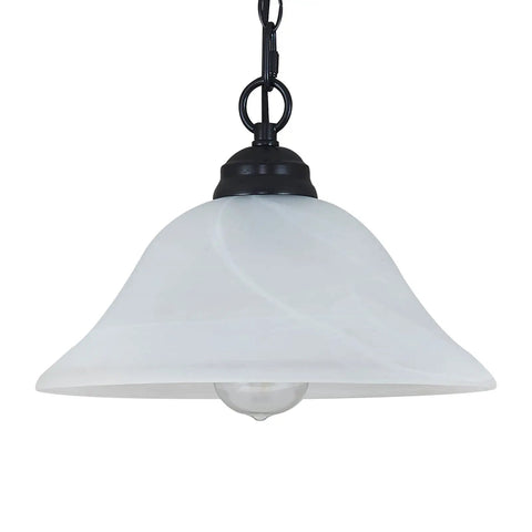 Plug In Pendant Light With Alabaster Glass Shade In Black Dimmable Swag Lamp With Long 16.4 Ft Cord And 14.7 Ft Chain For Kitchen Sink