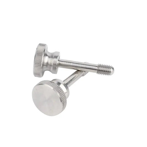 Heavy Duty M5 X 20mm Captive Screws With Knurled Thumb Head Crafted From Tough As Nails 304 Stainless Steel Panel Fasteners close up view.