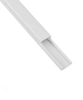 Super Slick Peel And Stick Cable Raceway Cover For TV And Office Walls, white plastic channel for cord management.