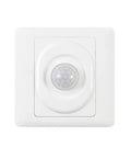 AC Powered LED PIR Motion Sensor Switch 220V To 240V Recessed Infrared Wall Mount, white plastic, front view