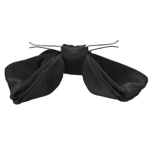 Men's Pre-Tied Clip-On Bow Tie Black Satin Finish With Heavy 1-Inch Clips, Measures 4.5 Inches Across And 2.25 Inches High At Ends, Fits Teens To Adults, Easy Formal Accessory For Weddings, Parties, And Everyday Go-To Sharp Style.