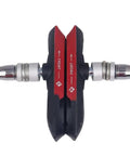 Top view of High Performance Dual Compound Bicycle Brake Pads 73mm for V Brakes, featuring rubber and metal components.