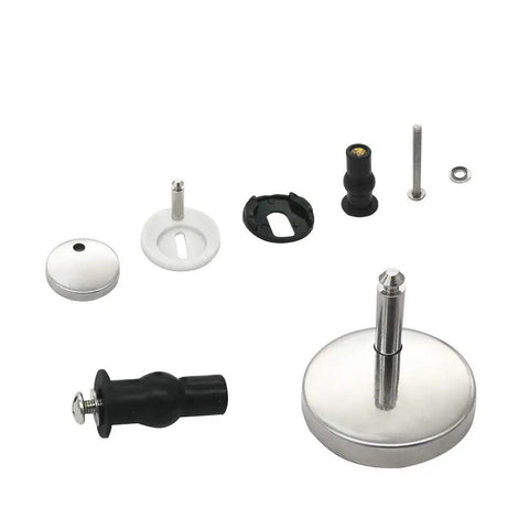 Universal Toilet Seat Quick Release Hinge Fittings Pair stainless steel parts including nuts and screws for easy installation.