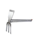 Stainless Steel Garden Hoe Rake Dual Head 15 Inch Heavy Duty One Hand Use Weeder And Cultivator 3 Prong Multipurpose Tool