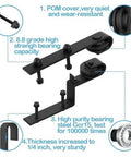 Heavy Duty Barn Door Hardware Kit For 4 To 16 Foot Sliding Track System with J Shaped Rollers showing durable components and specifications