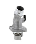 Premium Engine Coolant Thermostat Replacement For Hyundai Elantra Kona Veloster GT close-up view of aluminum thermostat with housing.