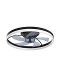 Bladeless Low Profile Ceiling Fan With Light Remote Control 19.7 Inch Diameter Flush Mount Black LED Ceiling Fixture