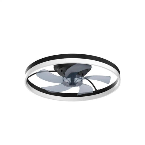 Bladeless Low Profile Ceiling Fan With Light Remote Control 19.7 Inch Diameter Flush Mount Black LED Ceiling Fixture