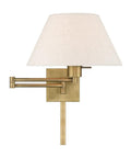 25-Inch One Light Swing Arm Wall Lamp In Brushed Nickel Finish With Oatmeal Fabric Shade, Perfect For Bedside, Reading Nook, Home Office