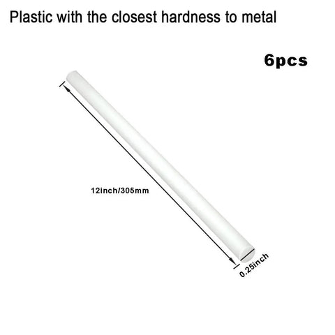 Six Round Acetal Copolymer Rods One Quarter Inch Diameter And Twelve Inch Length POM C Opaque White Workhorse For Non Marring Fixtures And Precision Machining Standard Tolerance Durable Plastic Rods, 6pcs rod 12in/305mm 0.25in