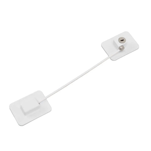 Fridge Lock With No Drill Adhesive Install, Kidproof White ABS And Stainless Steel Refrigerator Lock With 2 Keys for Freezer