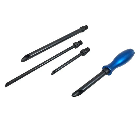 5 Piece Wire Insertion Tool Set With Smooth Angled Tubes For Tight Spaces No Fuss Cable Loom Kit With Screwdriver Handle Attachment For Directing Wires Through Obstacles Without Damaging Sheath, 5 black tubes and blue handle