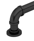 Steampunk Vintage Round Cabinet And Drawer Pull Handle In Matte Black Finish; close-up of curved end detail