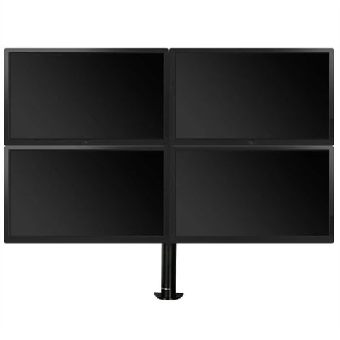 Heavy Duty Workhorse Quad Monitor Stand For Four Screens Up To 30 Inch Vesa Desk Mount, black, showing four monitors mounted.