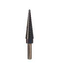 Premium Step Drill Bit Set Featuring Ti-Coated Cobalt HSS For Smooth Holes In Steel Brass And Wood With Anti Slip Hex Shank Grip And Auto Deburring Edges To Keep Your Projects Tight And Ready. single step drill bit, labeled sizes, Ti-coated cobalt HSS