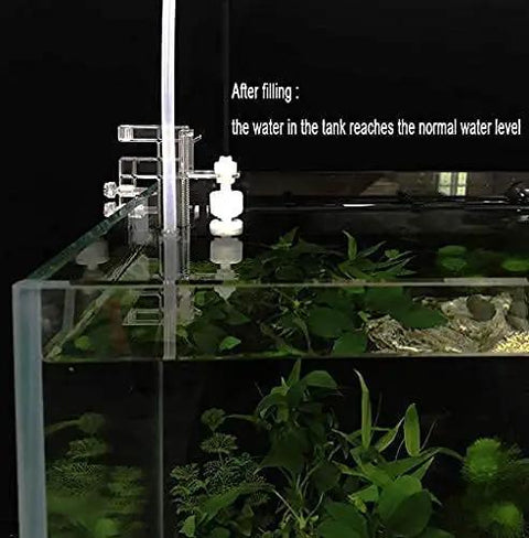 Automatic Top Off System For Aquarium With Pump Smart ATO Water Refiller installed on a fish tank with PC holder and water level adjustment.