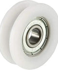 Smooth As Butter 2Pcs Guide Bearing Pulleys For Linear Motion Rails Heavy Duty Nylon Metal Roller Wheels With 8Mm Bore close-up of white nylon roller with metal bearing.