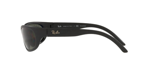 Side view of Predator Rectangular Sunglasses For Men Matte Black Full Rim Frames With Polarized Green Lenses 60 mm Wide