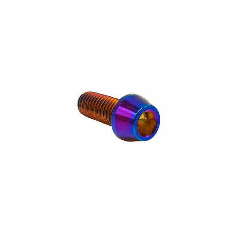 Five Pack Titanium M6x1 Thread 25mm Hex Socket Head Bolts For Bike Stem Burnt Blue Titanium Finish Tapered Head Go To Heavy Duty Lightweight