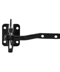 Heavy Duty Automatic Gate Latch That Auto Locks Like A Champ securely fits wood or metal fences, showcasing a robust black steel design.