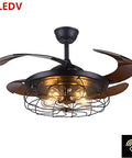 42 Inch Badass Industrial Ceiling Fan Featuring Sick Edison Style Bulbs and Warm Lighting for Your Living Room or Kitchen Boasting Folding Iron Construction with Serious European Retro Vibes That Are Super Dope, with unique folding blades and warm lighting.