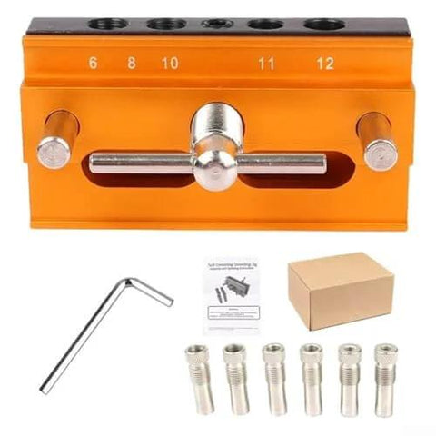 Adjustable Doweling Jig Kit For Straight Holes With Six Drill Guide Bushings Pro Grade Biscuit Joiner Set for woodworking