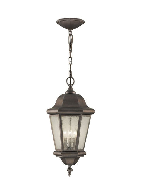 Martinsville Three Light Outdoor Pendant Lantern Black Aluminum Built for Wet Weather, cETL Listed, Bulbs Not Included shown hanging