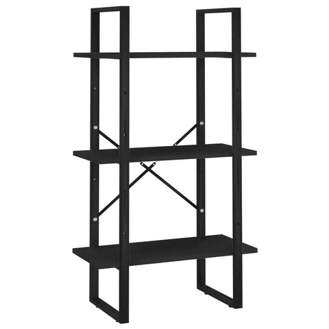 5-Tier Black Bookcase With Engineered Wood And Metal Frame Industrial Modern Tall Shelf for space-saving corner unit
