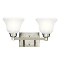 Langford 17.5 Inch Two Light Vanity Light With Satin Etched White Glass And Brushed Nickel Finish For Bath Or Powder Room