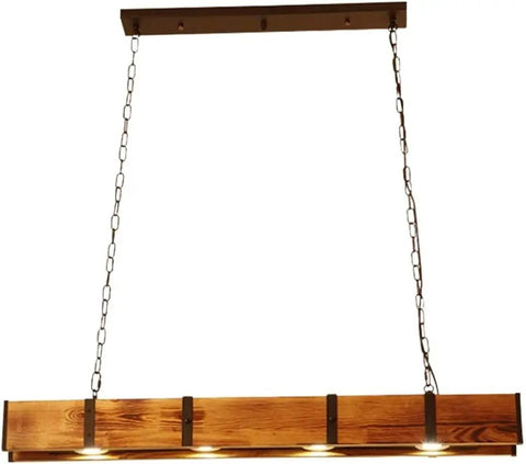 Rustic Wood LED Hanging Pendant Light For Dining Room And Kitchen Island 100cm Adjustable Height Modern Sputnik Style Ceiling Fixture 40W Lit Warm Glow Dimmable Ready Ideal For Living Room Cafe Office